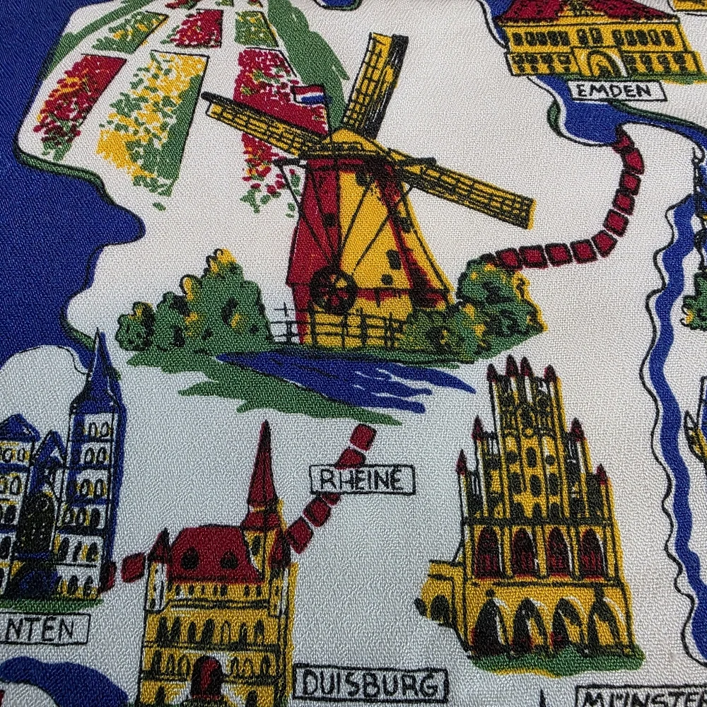 Vintage Germany Tablecloth Map Souvenir 58x49